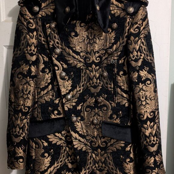 Angelino MAJESTY Gold Black Long Men's Blazer Suit Jacket Coat Size 38 - Picture 3 of 8